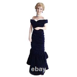 Princess Diana Porcelain Doll by Ashton Drake 19 Navy Blue Velvet Dress Vintage
