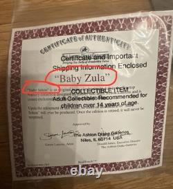 RARE Ashton Drake Monkey Orangutan BABY SEKOU Certificate Typo (Baby Zula)