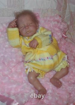 Reborn 19 SUGAR Ashton Drake Sleeping Baby LT Brown Rooted Hair One Owner! EUC