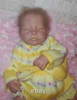 Reborn 19 SUGAR Ashton Drake Sleeping Baby LT Brown Rooted Hair One Owner! EUC