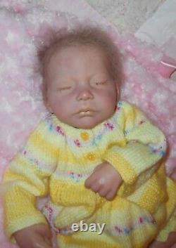 Reborn 19 SUGAR Ashton Drake Sleeping Baby LT Brown Rooted Hair One Owner! EUC