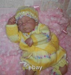 Reborn 19 SUGAR Ashton Drake Sleeping Baby LT Brown Rooted Hair One Owner! EUC