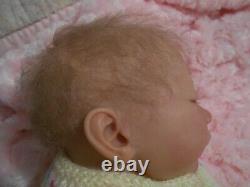 Reborn 19 SUGAR Ashton Drake Sleeping Baby LT Brown Rooted Hair One Owner! EUC