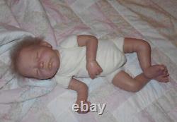 Reborn 19 SUGAR Ashton Drake Sleeping Baby LT Brown Rooted Hair One Owner! EUC