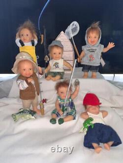 Retired'Ashton Drake' Eat, Sleep, Fish mini doll collection set of 6