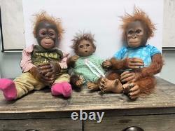 Set Of Three Reborn Monkey Dolls from Ashton Drake Galleries