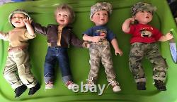 Set of 4 Ashton Drake Galleries Porcelain USMC Boy Dolls