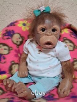 Silicone Ashton Drake animal doll, monkey/chimp reborn baby discontinued item