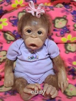 Silicone Ashton Drake animal doll, monkey/chimp reborn baby discontinued item