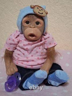 Silicone Ashton Drake animal doll, monkey/chimp reborn baby discontinued item