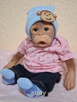 Silicone Ashton Drake animal doll, monkey/chimp reborn baby discontinued item