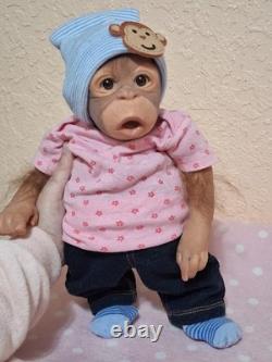 Silicone Ashton Drake animal doll, monkey/chimp reborn baby discontinued item