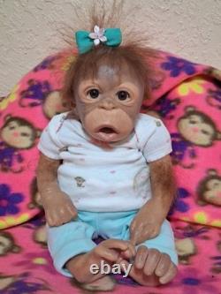 Silicone Ashton Drake animal doll, monkey/chimp reborn baby discontinued item