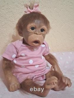 Silicone Ashton Drake animal doll, monkey/chimp reborn baby discontinued item