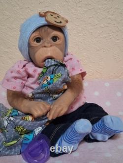 Silicone Ashton Drake animal doll, monkey/chimp reborn baby discontinued item