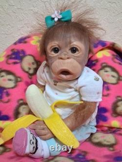Silicone Ashton Drake animal doll, monkey/chimp reborn baby discontinued item