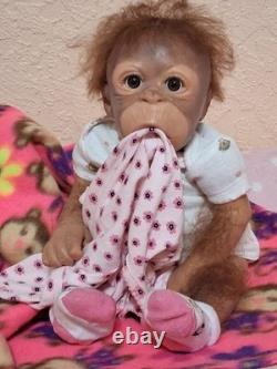 Silicone Ashton Drake animal doll, monkey/chimp reborn baby discontinued item