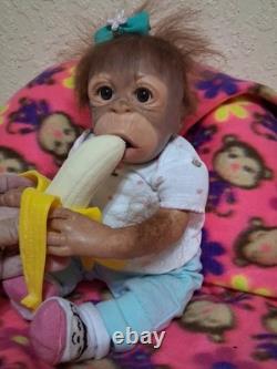 Silicone Ashton Drake animal doll, monkey/chimp reborn baby discontinued item