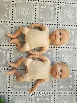 Silver And Gold 12 Inch Partial Silicone Baby Twin Dolls By Ashton Drake