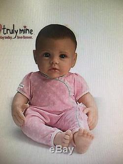 So Truly Mine Dark Brown Hair Blue Eye Girl Baby Doll by Ashton Drake NRFB