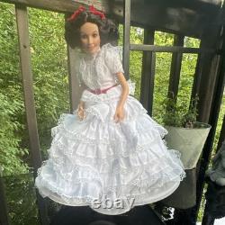 The Ashton-Drake Galleries Porcelain Girl Doll Black Curly Hair White Dress Col