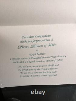 The Ashton-Drake Galleries, Princess Diana, Royal Portrait, Retired. 1998. New