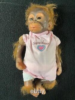 Vintage Ashton Drake Newborn Wendi Monkey Doll. Pink Outfit Orangutan