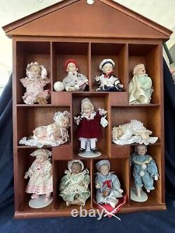 Vintage Ashton Drake Picture Perfect Miniature Porcelain Dolls, Wood Frame