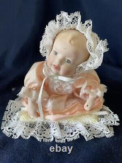 Vintage Ashton Drake Picture Perfect Miniature Porcelain Dolls, Wood Frame