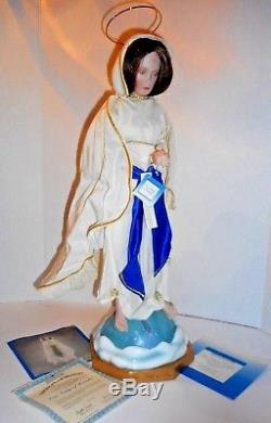Virgin Mary Statue Doll Our Lady of Lourdes with Snake Ashton Drake 22 Cloth Cape
